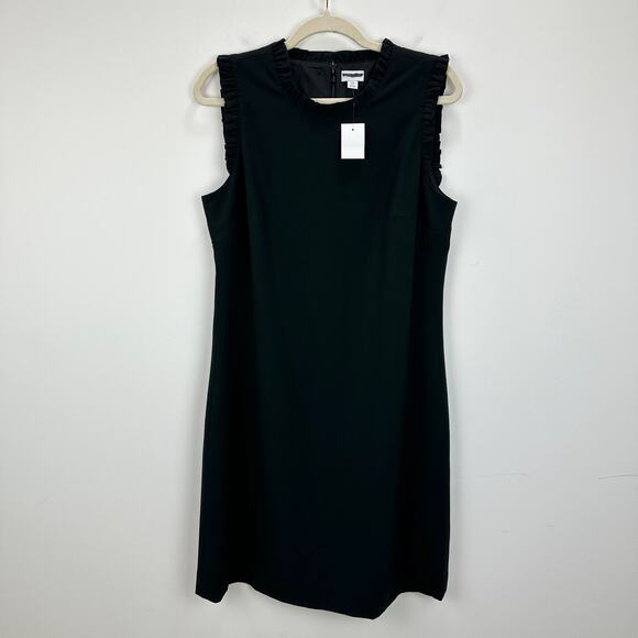 J.Crew Ruffleneck Suiting Dress Black Office Classic Cocktail Career US 10 NWT - Picture 5 of 11